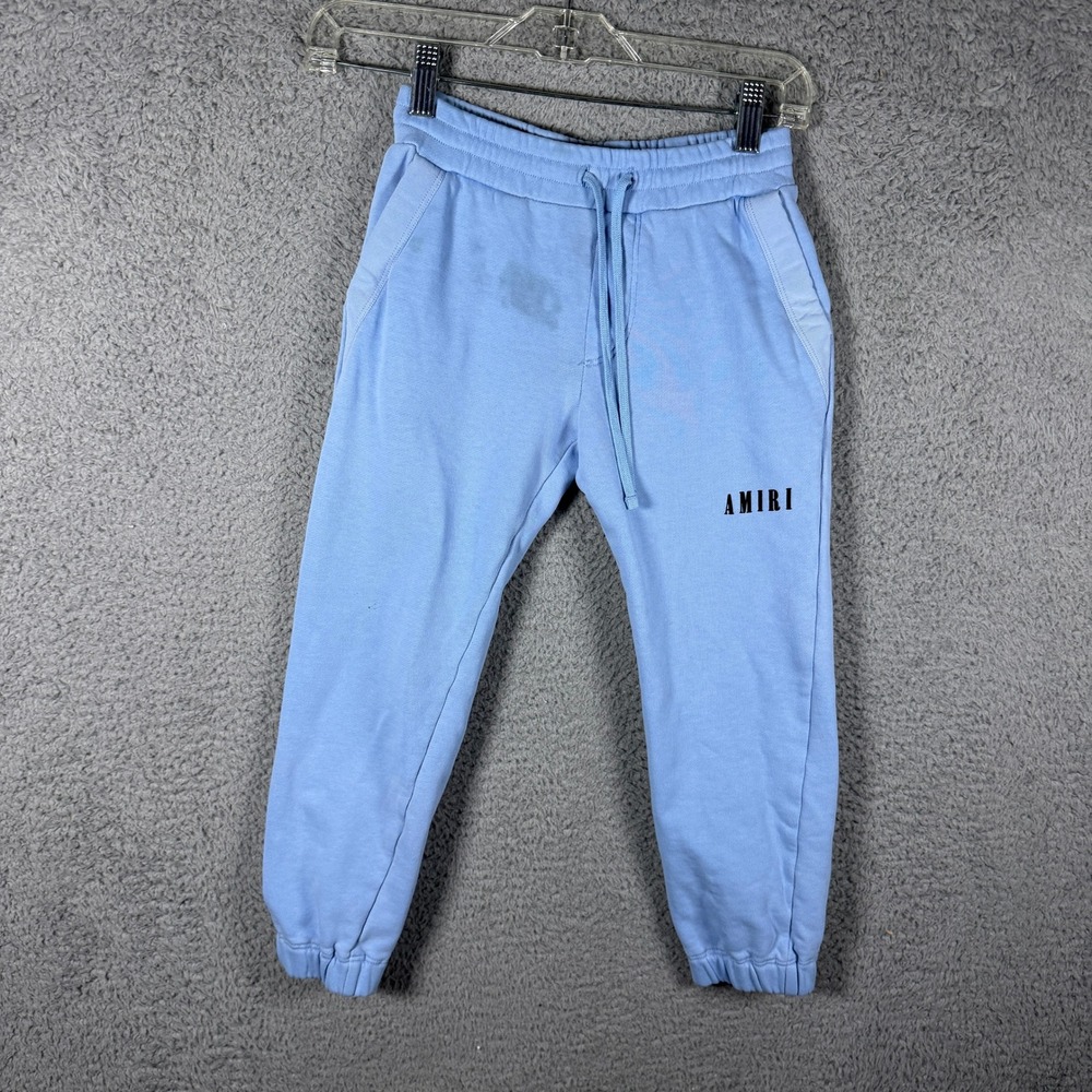 Amiri Kids Light Blue Logo Sweatpants Joggers Size 8Y Cotton French Terry